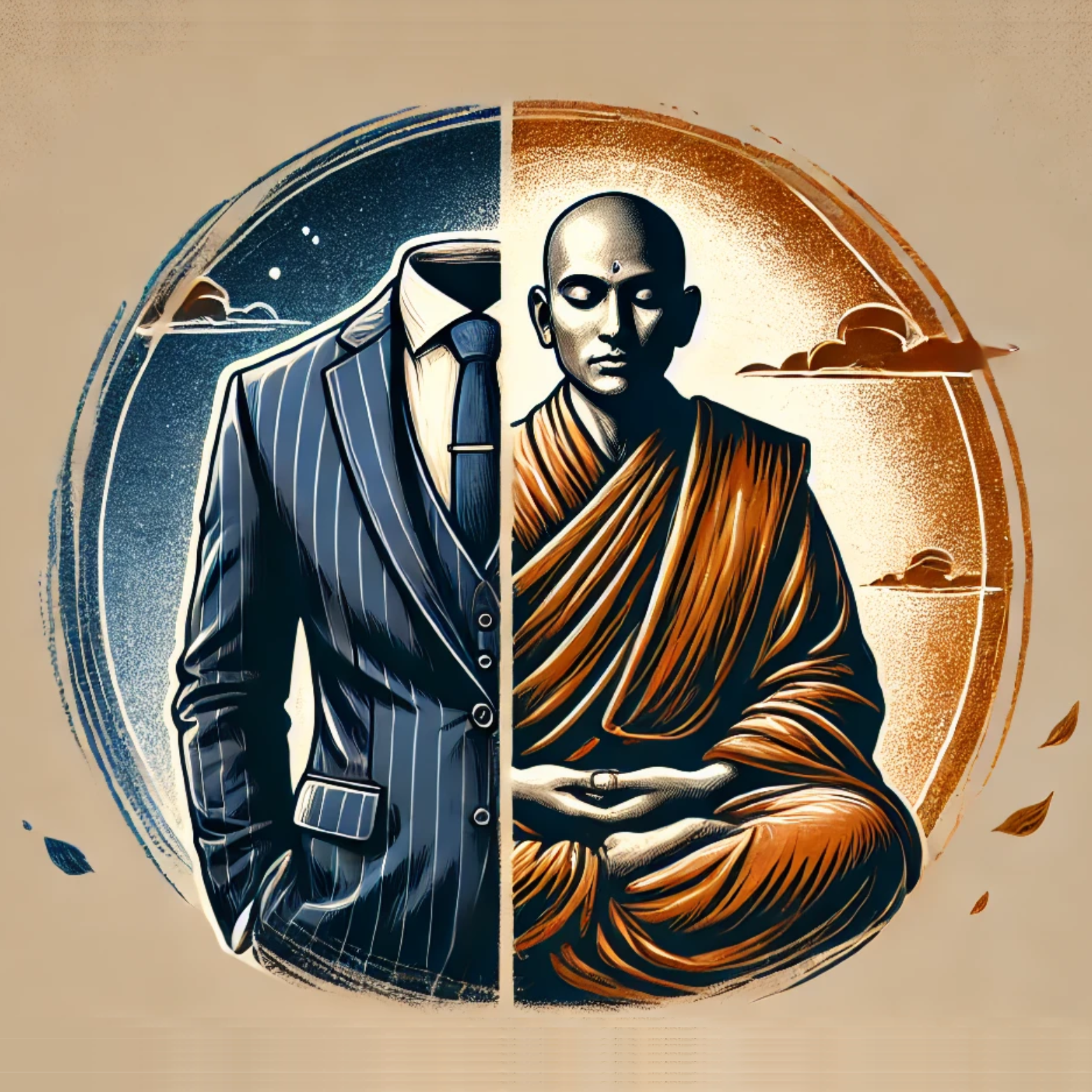 The Suited Monk: half suit, half monk, the outer and inner self
